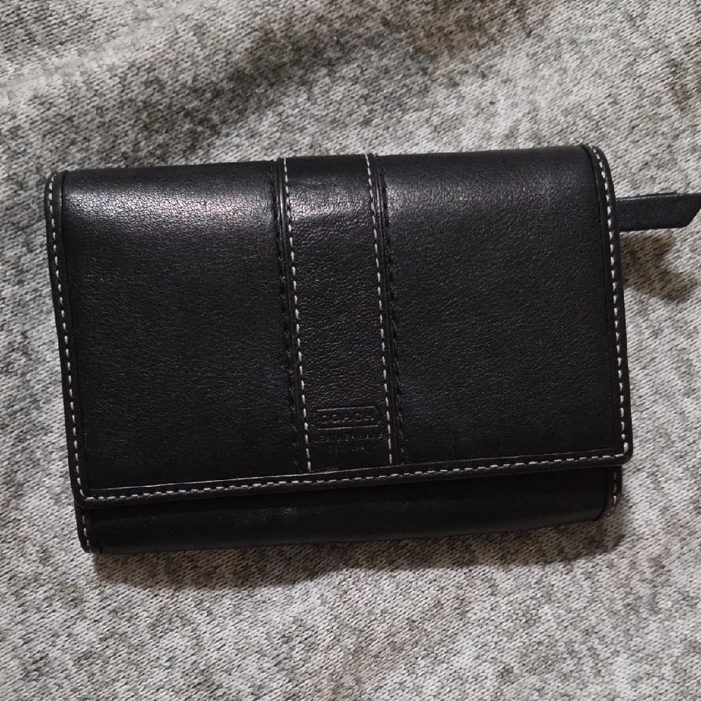 Coach Purple and Black Leather Wallet